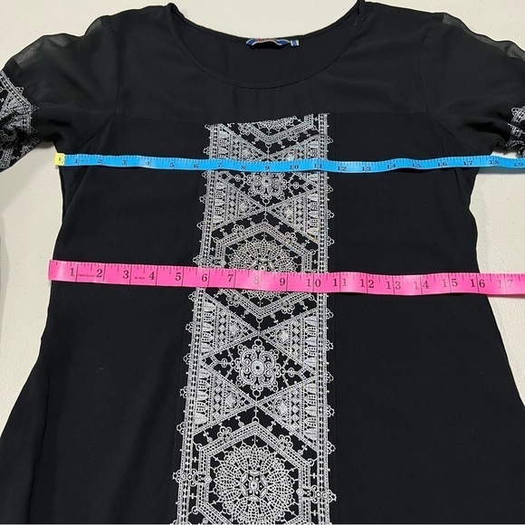 AKKRITI Black Boho Bell Sleeve Tassels Dress Viscose - Picture 8 of 10